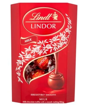 Pieninio šokolado saldainių LINDT LINDOR dėžutė, 200 g