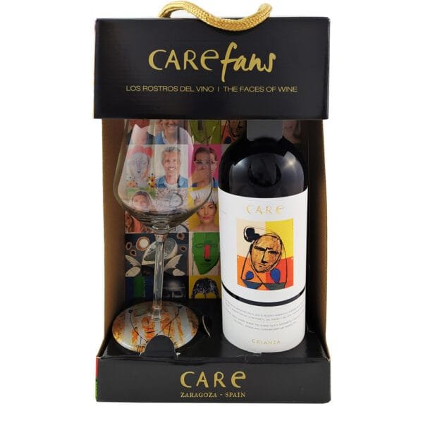Raudonasis sausas vynas CARE Crianza D.O. 0,75l, 14% (dėž. su taure)